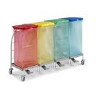 SUPPORT SAC DUST 4X70L AVEC ROUES ET PEDALES ET COUVERCLES 4 COULEURS (1) photo du produit