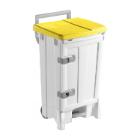 POUBELLE OPEN-UP 90L BLANC AVEC ROUES ET COUVERCLE JAUNE (1) photo du produit