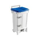 POUBELLE OPEN-UP 90L BLANC AVEC ROUES ET COUVERCLE BLEU (1) photo du produit