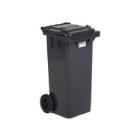CONTENEUR A DECHETS 120L COUVERCLE PLAT 2 ROUES GRIS FONCE 48X55X94CM (1) photo du produit