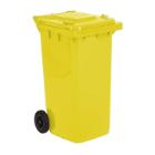 CONTENEUR A DECHETS 240L COUVERCLE PLAT 2 ROUES JAUNE 58X74X107CM (1) photo du produit