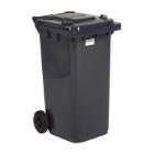 CONTENEUR A DECHETS 240L COUVERCLE PLAT 2 ROUES GRIS FONCE 58X74X107CM (1) photo du produit