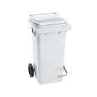 CONTENEUR A DECHETS 120L AVEC PEDALE EN INOX BLANC 48X55X94CM (1) photo du produit