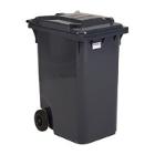 CONTENEUR A DECHETS 360L COUVERCLE PLAT 2 ROUES GRIS FONCE 60X89X110CM (1) photo du produit
