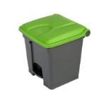 POUBELLE A PEDALE 30L GRIS-COUV.VERT 39.8X41X43.5CM (1) photo du produit