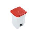 POUBELLE A PEDALE 30L BLANC-COUVERCLE ROUGE 39.8X41X43.5CM (1) photo du produit