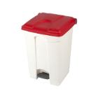 POUBELLE A PEDALE 45L BLANC-COUVERCLE ROUGE 39.8X41X60CM (1) photo du produit