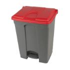 PEDAALEMMER 70L GRIJS-DEKSEL ROOD 41.2X49.5X67.3CM (1) artikelfoto