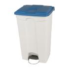 POUBELLE A PEDALE 90L BLANC-COUVERCLE BLEU 50X41.2X82CM (1) photo du produit