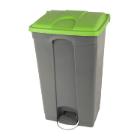 POUBELLE A PEDALE 90L GRIS-COUVERCLE VERT 50X41.2X82CM (1) photo du produit