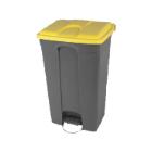 POUBELLE A PEDALE 90L GRIS-COUVERCLE JAUNE 50X41.2X82CM (1) photo du produit
