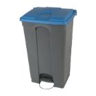 POUBELLE A PEDALE 90L GRIS-COUVERCLE BLEU 50X41.2X82CM (1) photo du produit