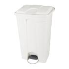 POUBELLE A PEDALE 90L BLANC-CCOUVERCLE BLANC 50X41.2X82CM (1) photo du produit