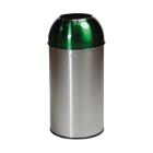 POUBELLE 40L DOME OUVERT STAINLESS STEEL VERT D.35X74CM (1) photo du produit