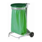 SUPPORT SAC POUBELLE MOBILE 110L GRIS AVEC PEDALE ET COUVER.VERT 44X53X90CM (1) photo du produit