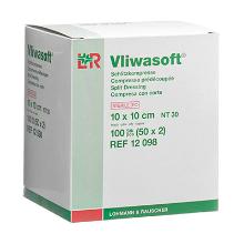 LR Vliwasoft non-woven splitkompres 10x10cm steriel 4 laags Artikel foto