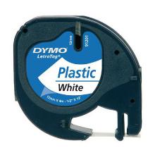Dymo 91201 etiketteerlint labeltape 12mmx4m plastic zwart op wit Letratag Artikel foto