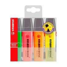 Stabilo boss original markeerstiften assorti kleuren etui van 4 tekstmarkers Artikel foto