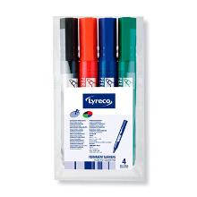 Lyreco permanente markers fijn ronde punt assorti kleuren etui van 4 stuks Artikel foto
