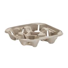 Draagtray voor 4 bekers naturel 212x212x49mm pulp Artikel foto