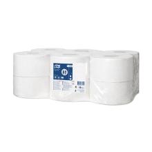 Tork toiletpapier mini jumbo 1 laags wit 94x200mm 240m/rol 1200vel T2 universal Artikel foto
