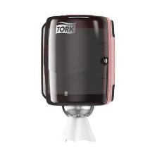 Tork dispenser poetsrol centerfeed performance M2 zwart/rood Artikel foto
