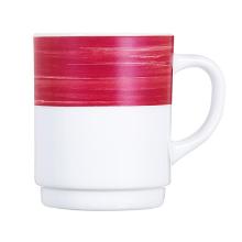 Mok met oor brush cherry 250ml wit met rood glas Artikel foto