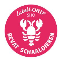 Labellord allergenen etiket bevat schaaldieren Artikel foto