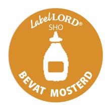 Labellord allergenen etiket bevat mosterd Artikel foto