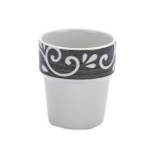Beker melk xl 220ml wit met dekor grijze krul porselein Seltmann Artikel foto