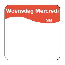Etiket woensdag NL/FR 25x25mm Artikel foto