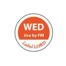 Labellord etiket met wed use by fri aqualabel Artikel foto