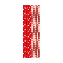 Rietje 6x200mm Bio rood/wit papier Artikel foto