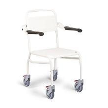 Linido douchestoel HT-bekleding, verrijdbaar, laag, staal, wit gecoat Artikel foto