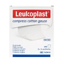 Leukoplast gaaskompres katoen 5x5cm 12-laags onsteriel Artikel foto