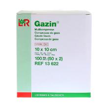 Gazin Gaaskompres steriel 10x10cm zonder r&ouml;ntgencontrastdraad 17-draads 8-voudig Artikel foto