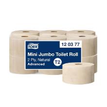 Tork toiletpapier mini jumbo 2 laags naturel 91x200mm 170m/rol 850v T2 advanced Artikel foto