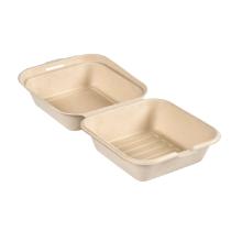 Box maaltijd 1-vak met deksel 475ml 150x150x40mm bruin suikerriet Artikel foto
