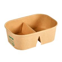 Bak brick box medium 2-vak 250/250ml 171x120x57mm bruin karton/pla Biopak Artikel foto