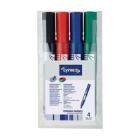 Lyreco permanente marker brede beitelpunt assorti kleuren etui van 4 markers Artikel foto