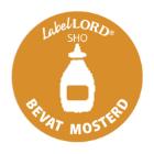 Labellord allergenen etiket bevat mosterd Artikel foto
