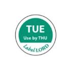 Labellord etiket met tue use by thu aqualabel Artikel foto