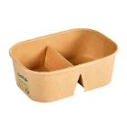 Bak brick box medium 2-vak 250/250ml 171x120x57mm bruin karton/pla Biopak Artikel foto