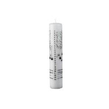 Calendar candle &Oslash;50x250 mm Burning time 56 hours White with heart and ice crysta product photo