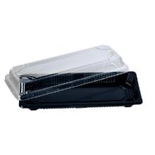 Sushi tray 220x90x40 mm PS Black/Clear lid product photo