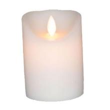 LED bloklys &Oslash;75xH100mm Paraffin med bev&aelig;gelig flamme Hvid product photo