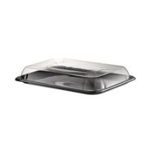 Plastbakke 1-rum 460x300 mm sort fad med l&oslash;st klart l&aring;g RPET product photo