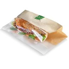 Sandwich bag 330x120x30 mm Biodegradable paper/PLA Brown/Clear product photo