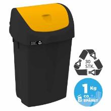 Affaldsbeholder Nordic Recycle 25 ltr Sort Gult vippel&aring;g product photo