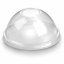 Plastic lid &Oslash;96 mm Vaulted without hole Clear PLA biodegradable product photo